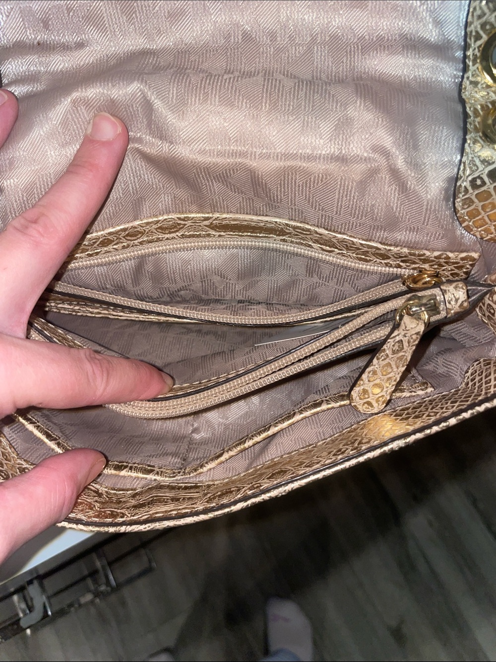 Michael Kors Metallic Gold Quilted Crossbody Bag with Chain Strap - Picture 4 of 4